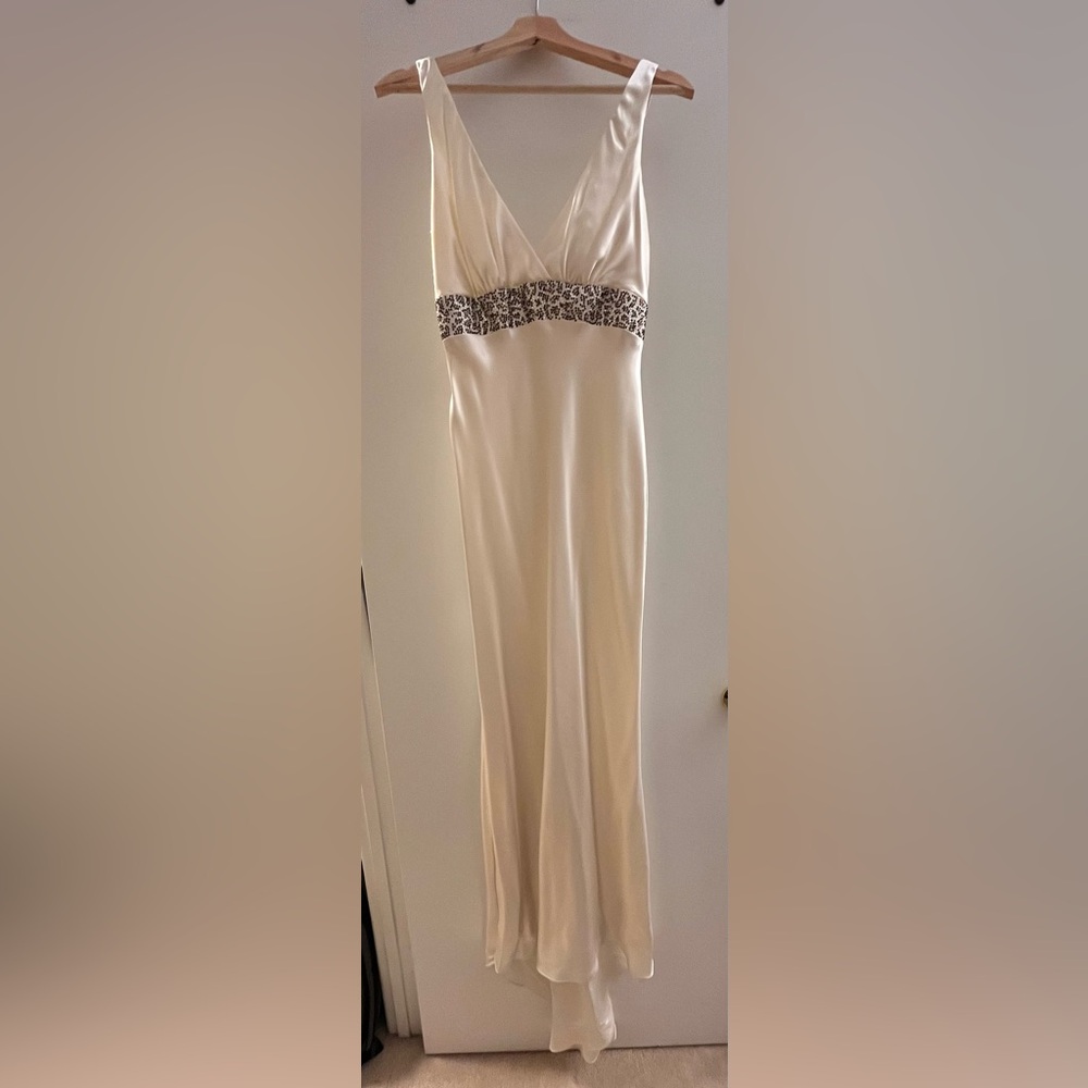 Bari Jay Cream Wedding Dress with Embellished Waist